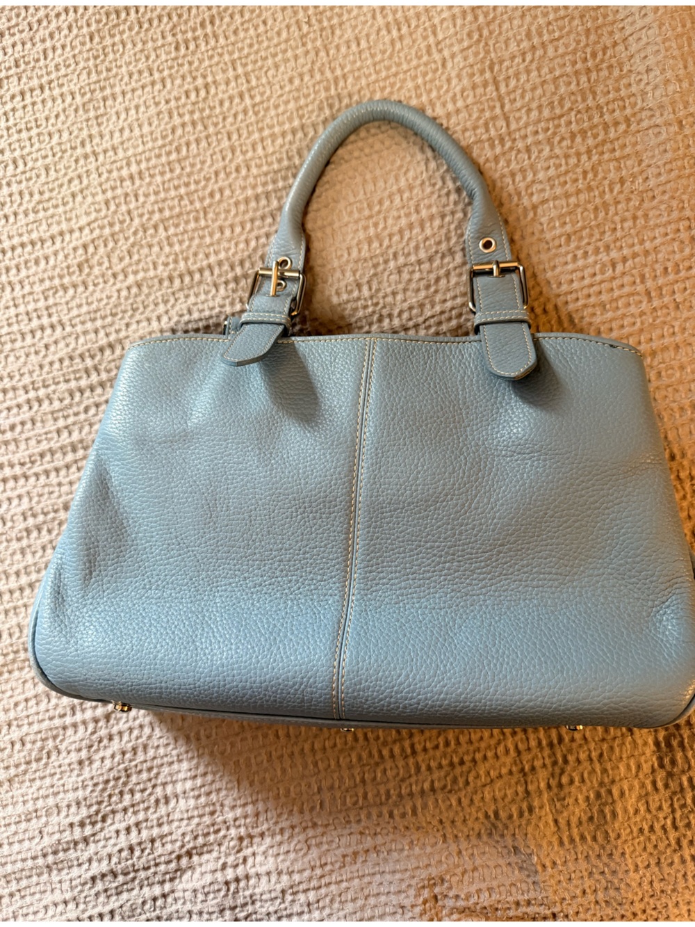 Vintage Dooney & Bourke Powder Blue Pebble All Weather Leather (AWL) 2 Satchel - Picture 3 of 11